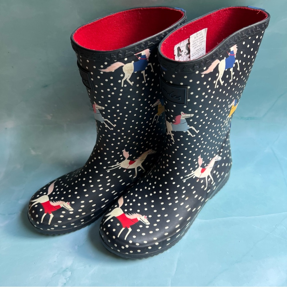 joules polka Dot Horse Print Rain Boots